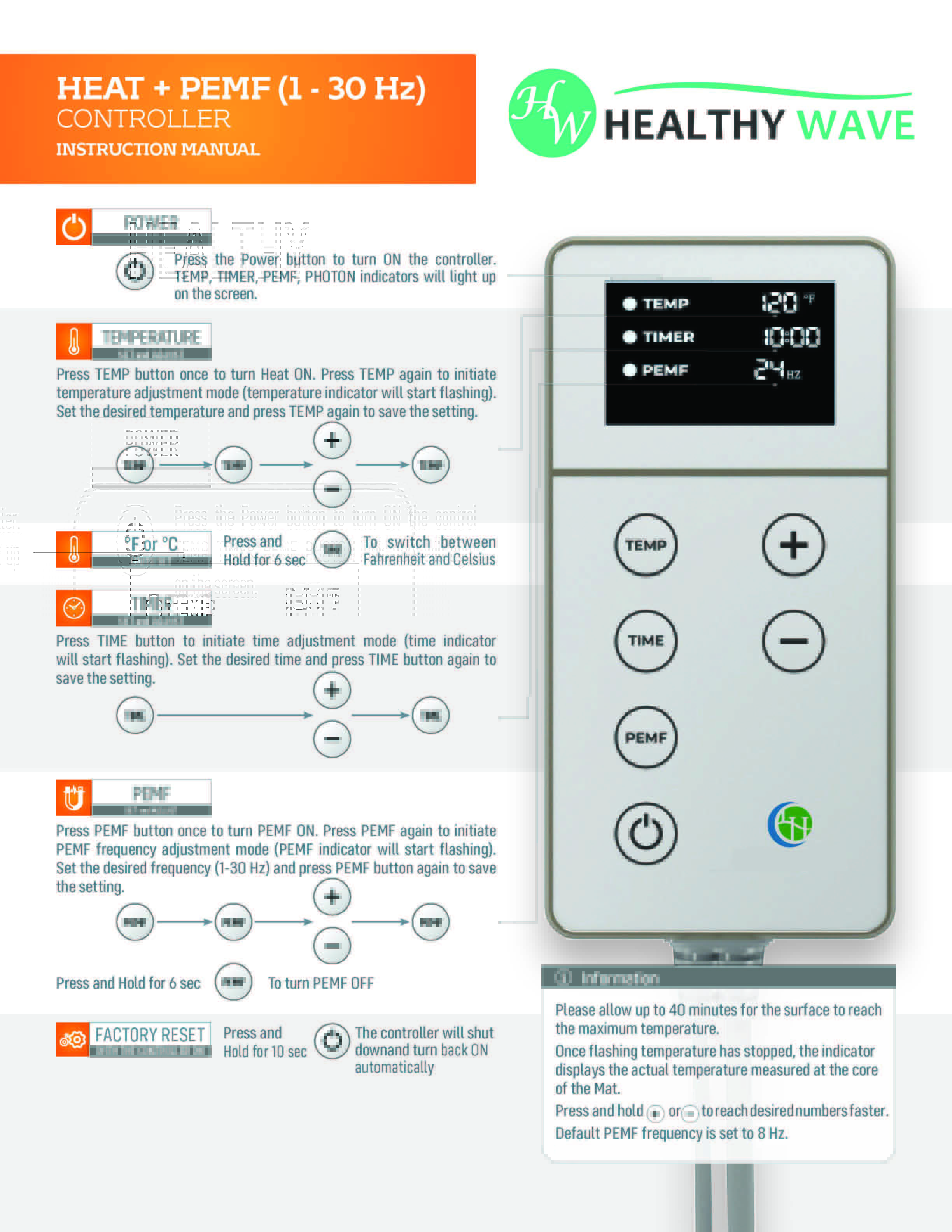 Compact Far Inrared Controller Instructions